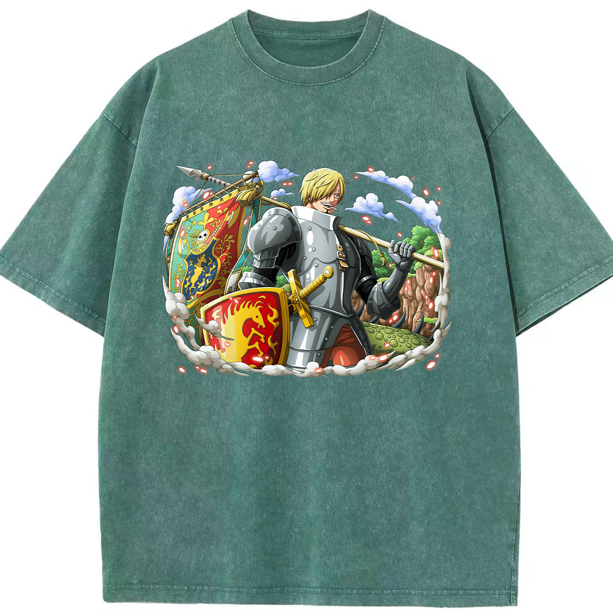 （画像用） ワンピース サンジ ONE PIECE Sanji 綿100% ヴィンテージ風 半袖Tシャツ（フロントプリント）